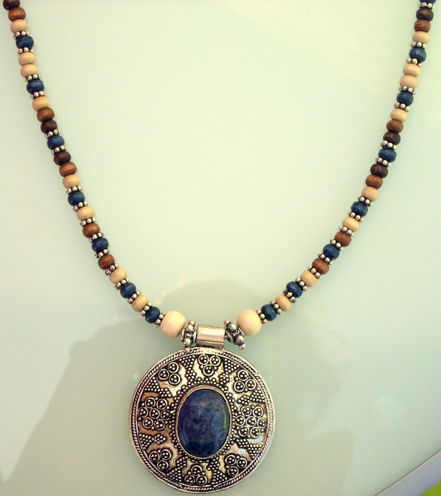 Colar Pendente em Prata Indiana e LápisLazúli (ref. 69